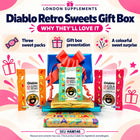 Sugar Free Diabetic Retro Sweets Chocolate Toffee Gift Box – features infographic