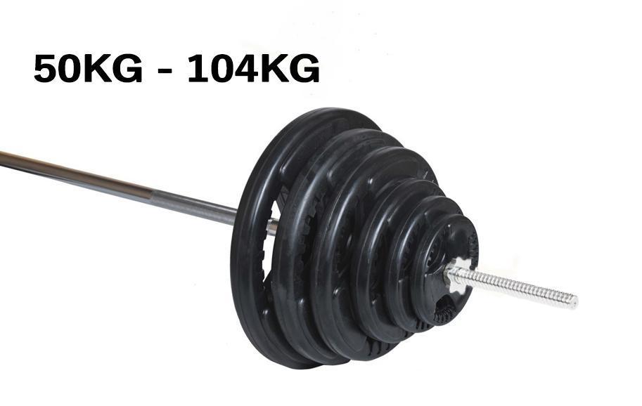 TnP Accessories Tri-Grip 1" Rubber Barbell Weight Set 50kg-104kg-Barbell Sets-londonsupps