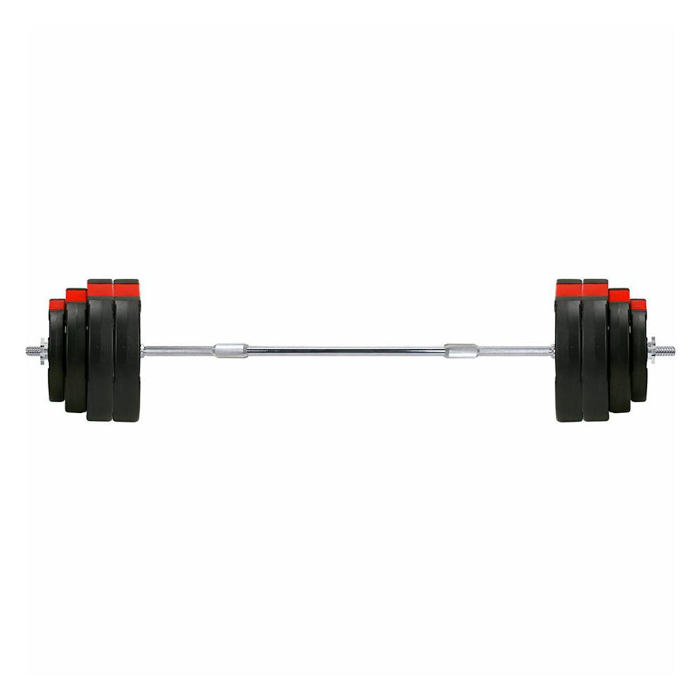 TnP Accessories 1" Tri-Grip Vinyl Barbell Set Red/Black Weight Plates - 60kg-Barbell Sets-londonsupps