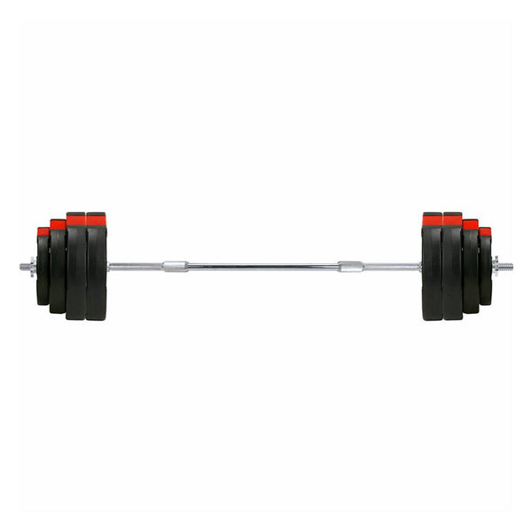 TnP Accessories 1" Tri-Grip Vinyl Barbell Set Red/Black Weight Plates - 60kg-Barbell Sets-londonsupps