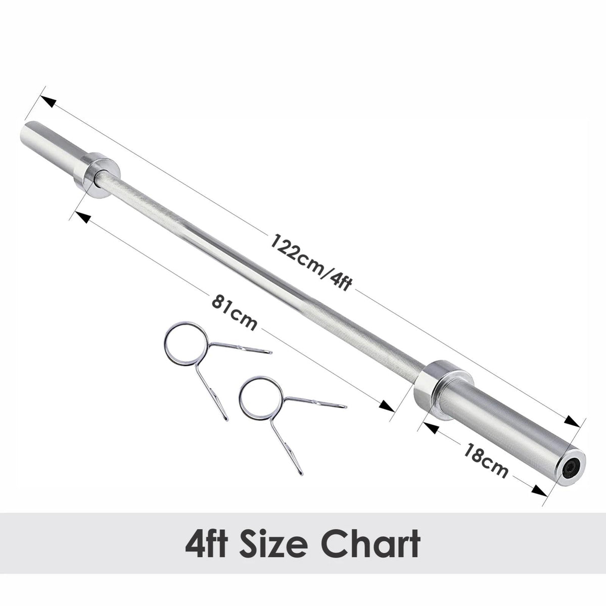 TnP Accessories 2" Olympic Barbell Bar + Spring Collars 4ft - 7ft