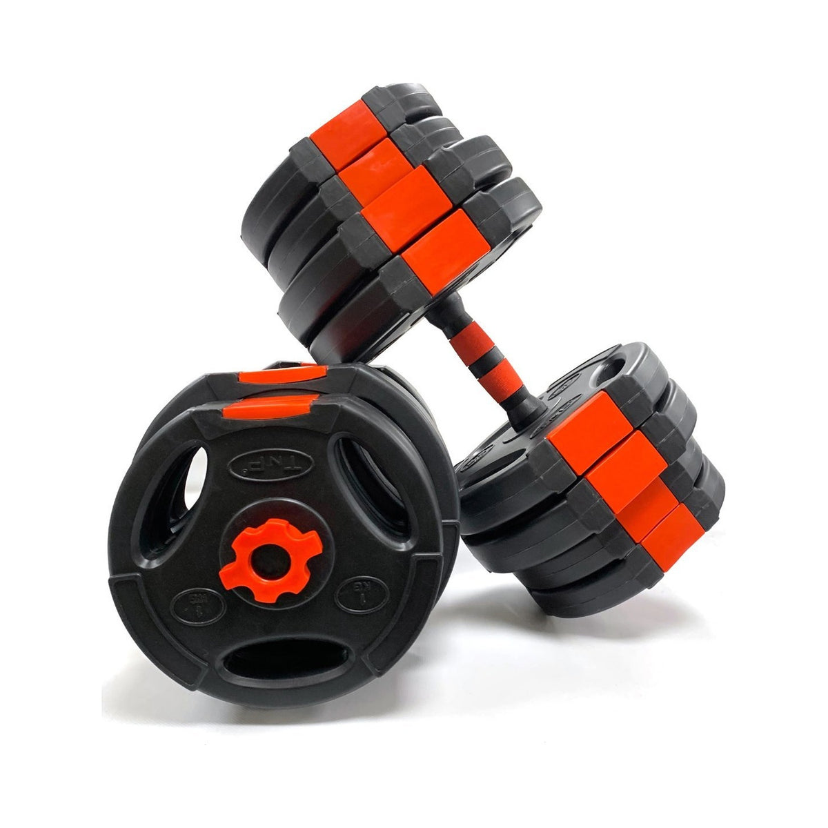 TnP Accessories 20kg Tri-Grip Dumbbell Set - Black & Red