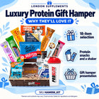 Ultimate Protein Gift Hamper – 18-Piece Sports Nutrition Gift Box with Protein Bars, Cookies, Flapjacks, Shaker & Supplements – features infographic