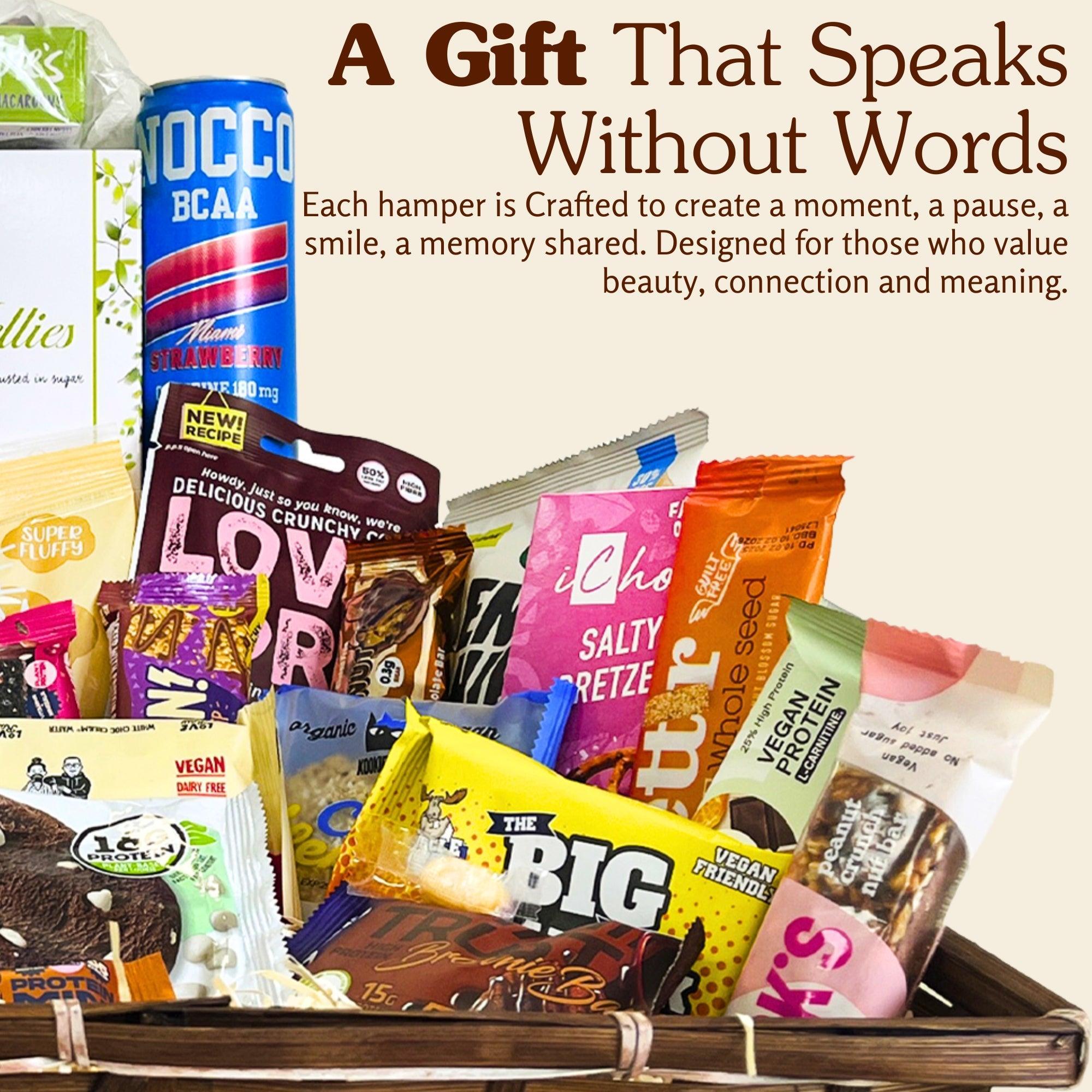 Vegan Vegetarian Food Gift Hamper Basket Sweet Chocolate Selection Bars Snacks