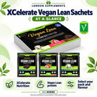 XCelerate Nutrition Vegan Lean Diet Protein Sachets Box – overview infographic